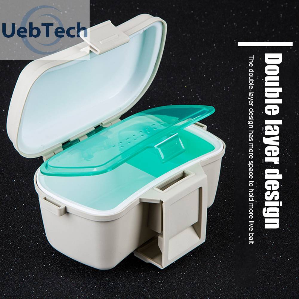 Hộp Đựng Mồi Câu Cá Hai Tầng Kèm Nhíp Gắp Tiện Dụng