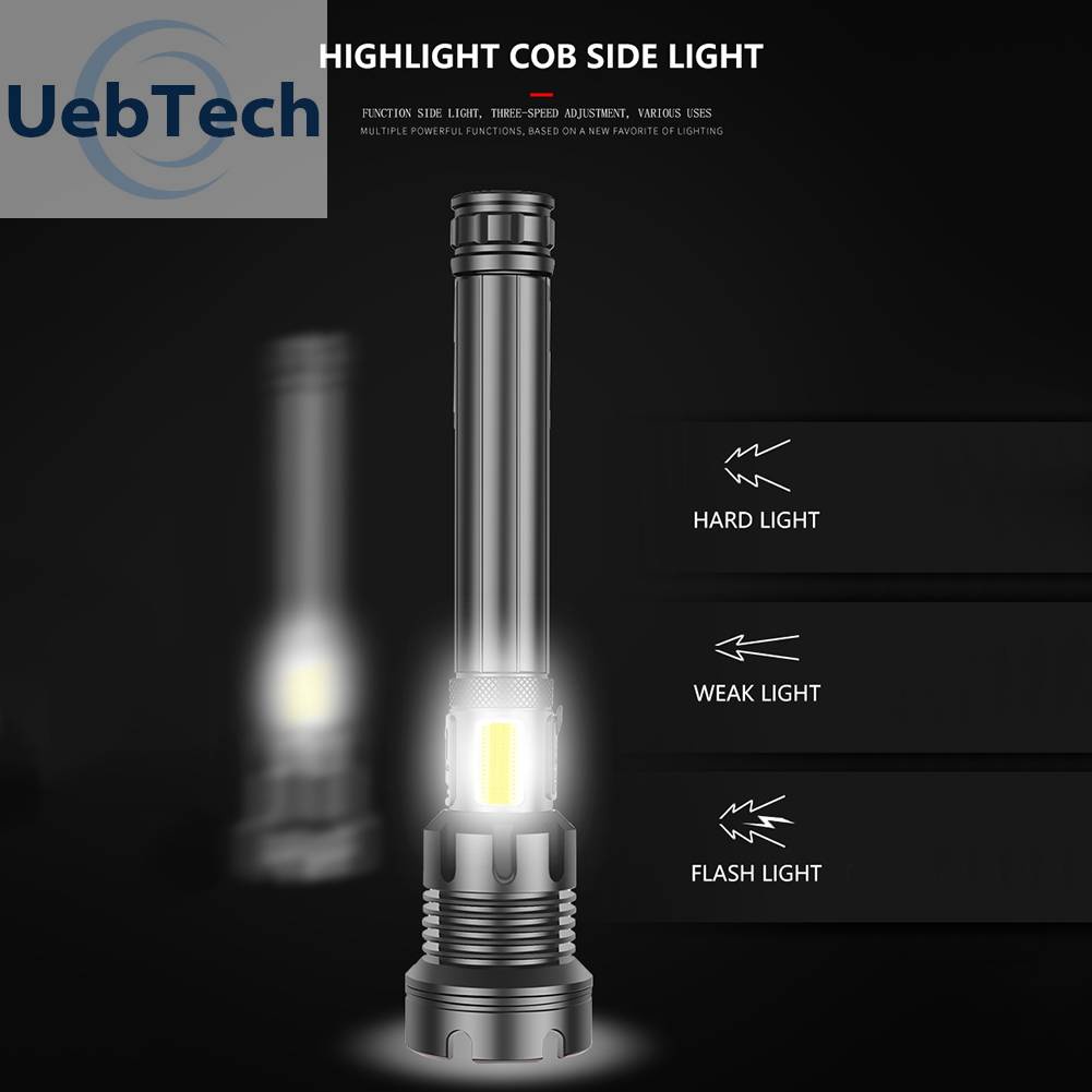 Đèn Pin XHP90 / XHP160 2500LM / 2800LM COB LED Có Thể Sạc Lại Bằng Cổng USB Tiện Dụng