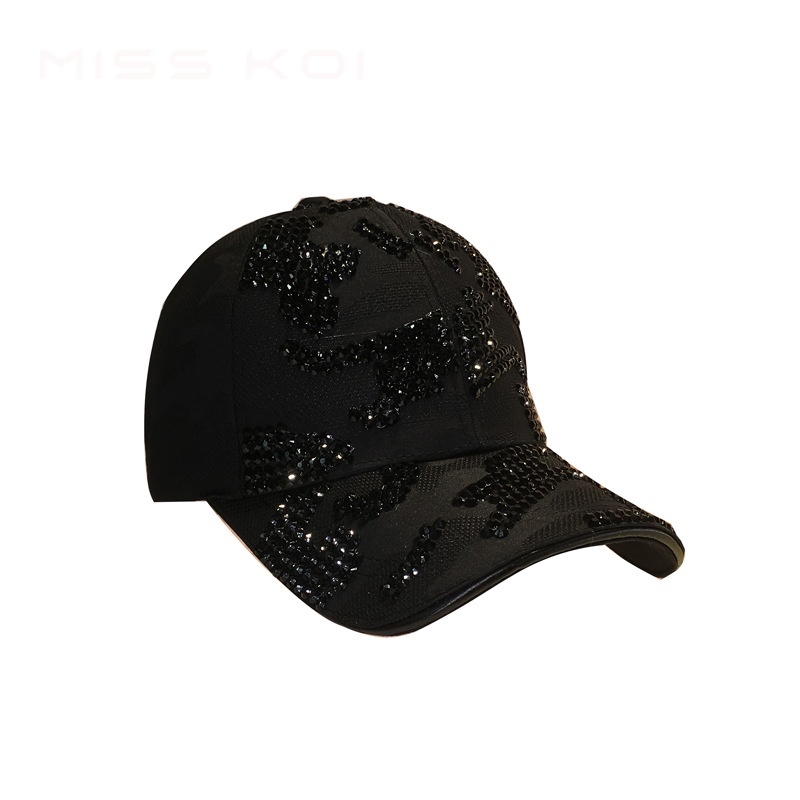 Mũ Lưỡi Trai Màu Đen Họa Tiết Rằn Ri Đính Đá Phong Cách Hip Hop Hàn Quốc Thời Trang Xuân Thu Cho Nữ