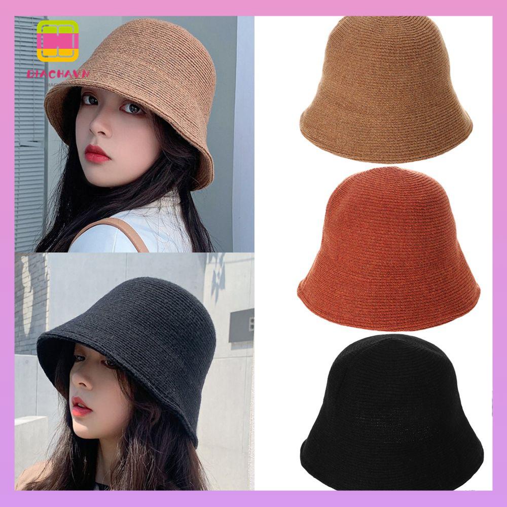 DIACHAVN Mũ Bucket Len Chống Nắng Giữ Ấm Thời Trang Trẻ Trung