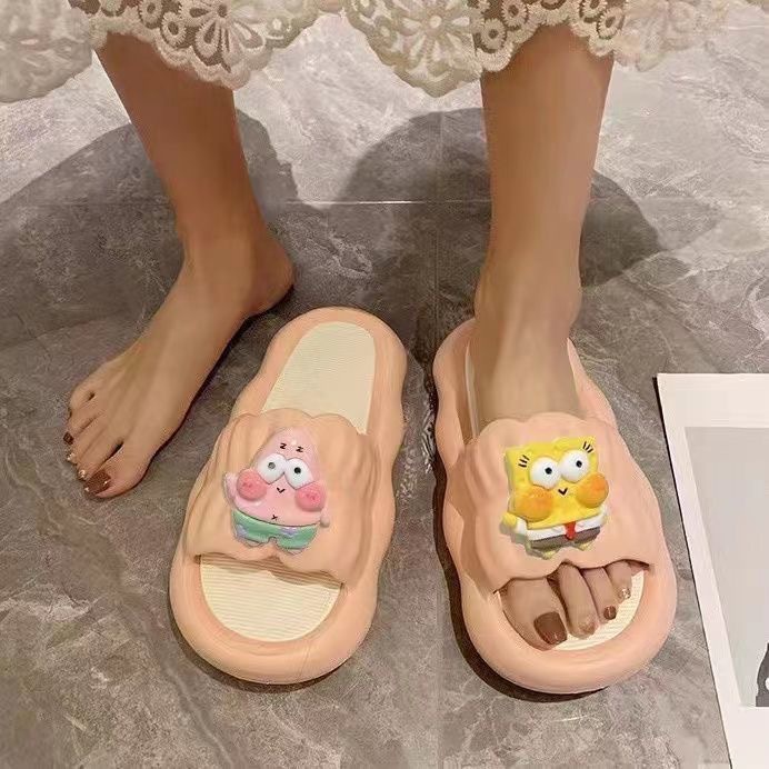 Dép Lê Đế Dày Tăng Chiều Cao Họa Tiết SpongeBob Dễ Thương Thời Trang Mùa Hè Cho Học Sinh Ký Túc Xá