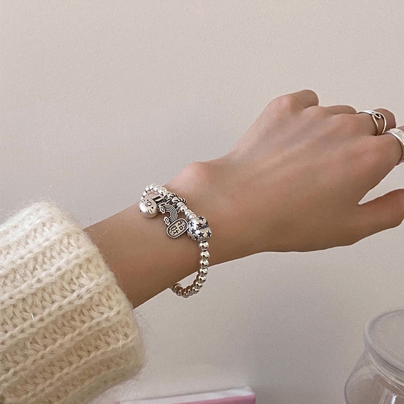 Vòng Đeo Tay Bạc Sterling Thiết Kế Hình Thỏ Tre Nhẹ Sang Trọng Làm Quà Tặng Cho Bạn Gái Haobing boutiqu