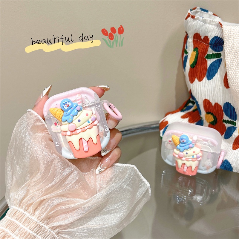 Vỏ Bảo Vệ Hộp Sạc Tai Nghe Bluetooth Không Dây Airpods1 / 2 3 Pro Pro2 Air Pods Pro 3 Hình Cây Kem Dễ Thương Ốp