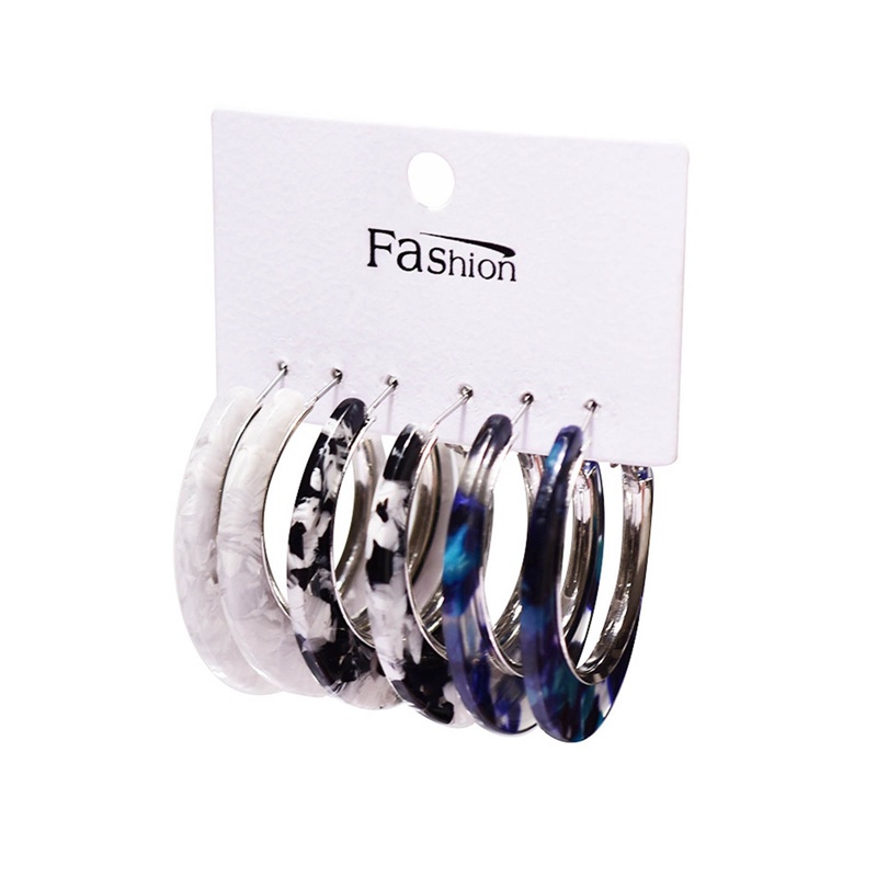 Ygt Set 3 Đôi Bông Tai Tròn Họa Tiết Da Báo Bằng Acrylic Thời Trang Cho Nữ