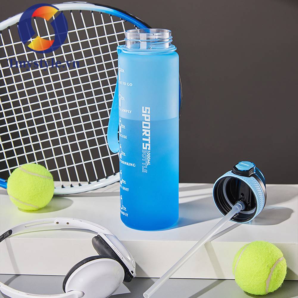 Bình Nước Thể Thao 1000ML Kèm Ống Hút Chống Rò Rỉ