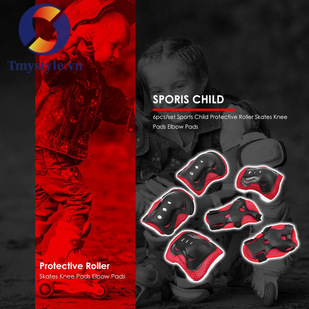 Set 6 Phụ Kiện Bảo Vệ Đầu Gối / Khuỷu Tay / Cổ Tay / Đầu Gối Cho Bé Khi Trượt