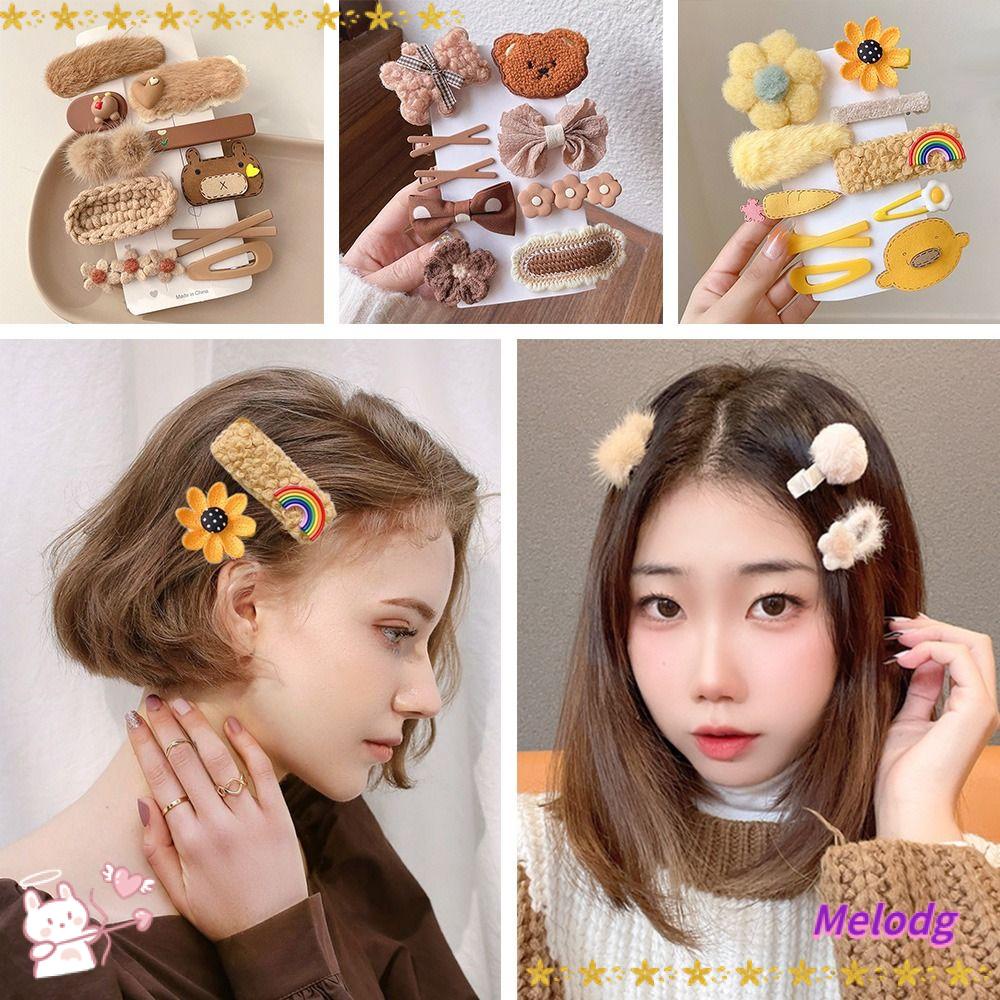 MELODG Set 2 Kẹp Tóc Lông Nhung Dễ Thương Xinh Xắn Cho Bé Gái