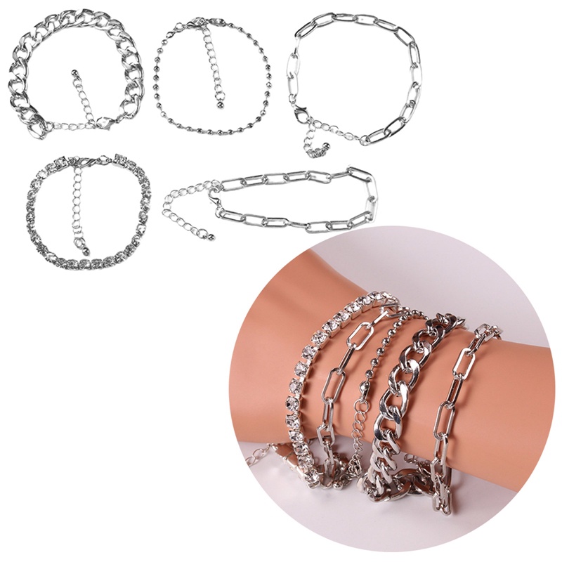 Ygt Set 5 Vòng Tay Đính Đá Đơn Giản Phong Cách Retro