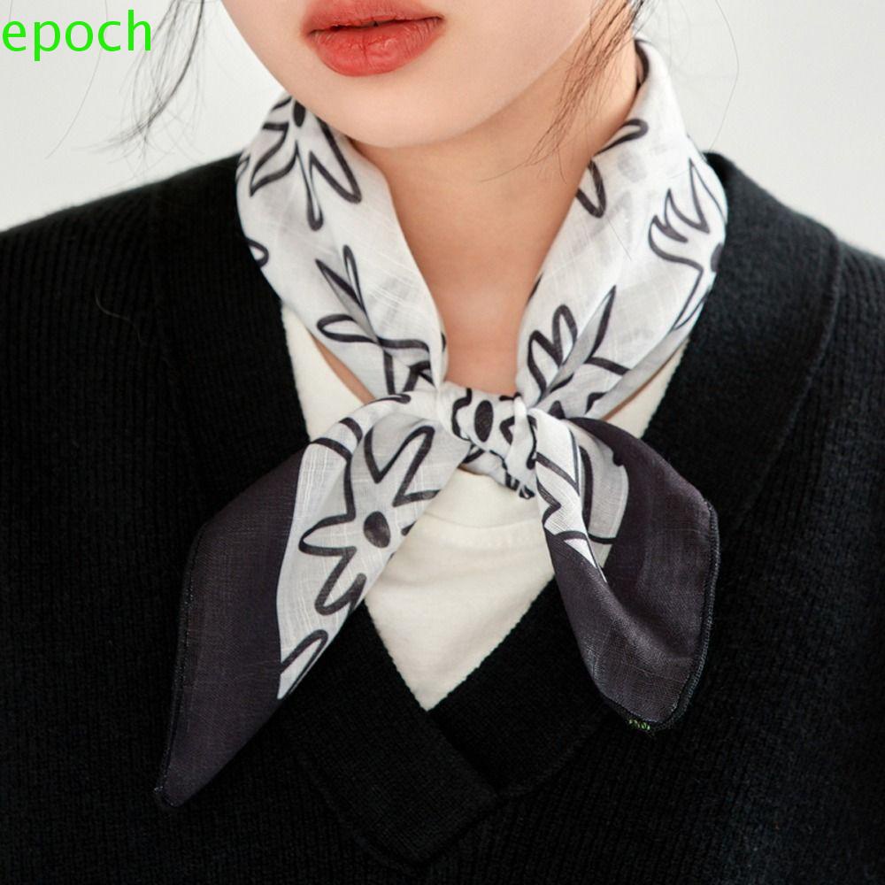 EPOCH Khăn Choàng Cổ Hình Vuông Họa Tiết Kẻ Sọc / Hoa Thời Trang Xuân Hè Xinh Xắn Cho Nữ