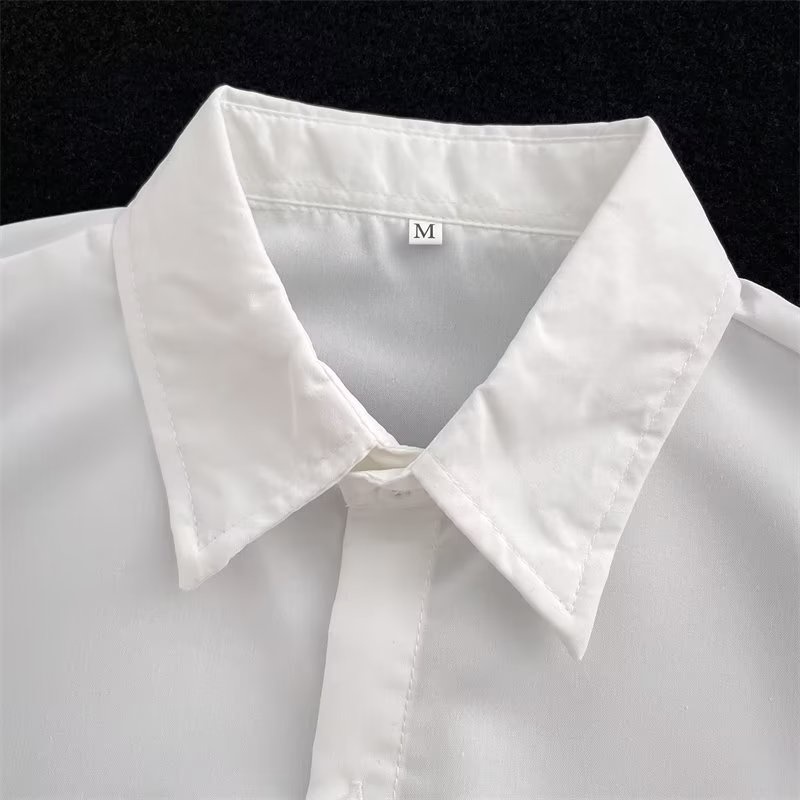 Áo Sơ Mi Ngắn Tay Màu Trơn Cổ Đứng Hai Túi Phong Cách Đường Phố Mỹ Thời Trang Mùa Hè 2023 Cho Nam