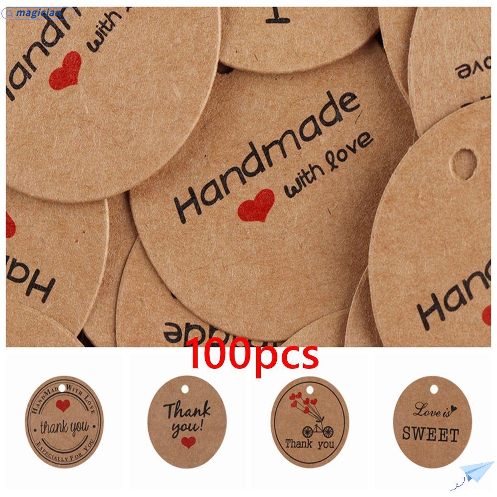 MAG Bộ 100 Thẻ Giấy Hình Trái Tim Đỏ Có Dây Treo