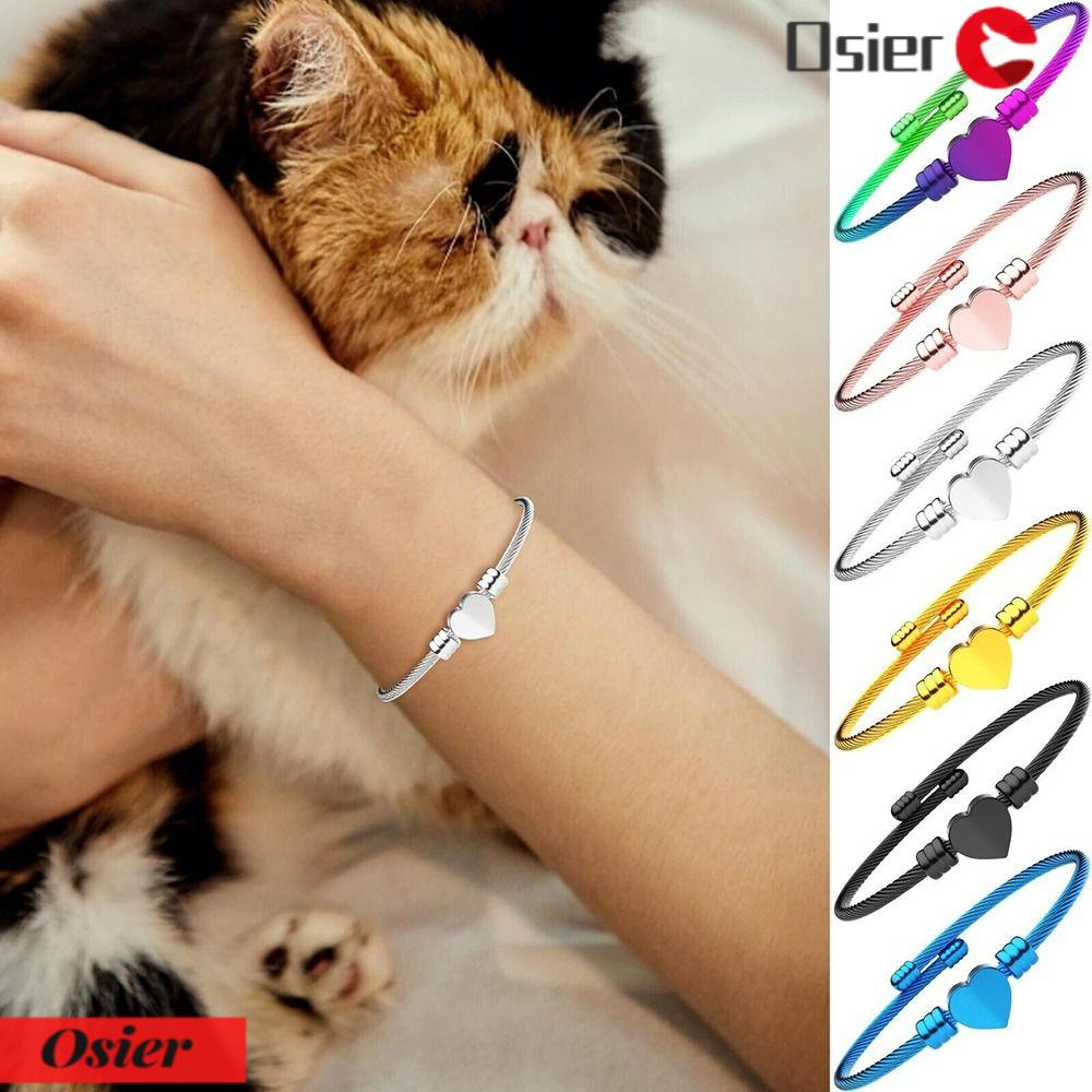 OSIER1 Vòng Tay Dây Thừng Mặt Trái Tim Bằng Thép Không Gỉ Chất Lượng Cao Điều Chỉnh Được Nhiều Màu Phong Cách Punk Dùng Hàng Ngày