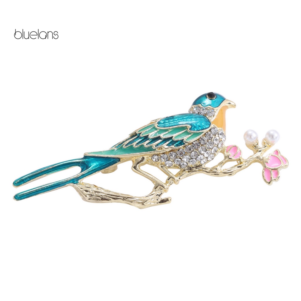 Ghim Cài Áo Hình Chú Chim Đính Đá Ngọc Trai Nhân Tạo Thời Trang