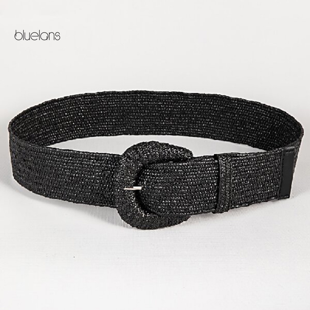 Thắt Lưng Đan Rơm Thủ Công Bản Rộng Có Khóa Cài Điều Chỉnh Được Phong Cách Bohemian Mùa Hè Cho Nữ