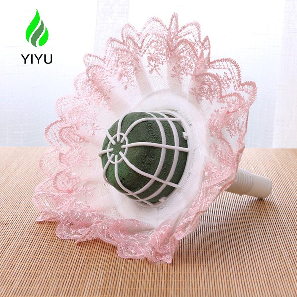 YIYU Giá Đỡ Bó Hoa Bằng Xốp Phối Ren Màu Trắng Độc Đáo Trang Trí Nhà Cửa DIY