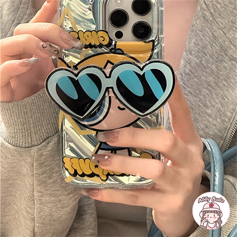 Ốp Điện Thoại TPU Dẻo Họa Tiết Powerpuff Girls Kèm Giá Đỡ &amp; Ngăn Đựng Thẻ Cho IPhone 14 Pro Max IPhone 12 11 Pro Max X XS XR 7Plus