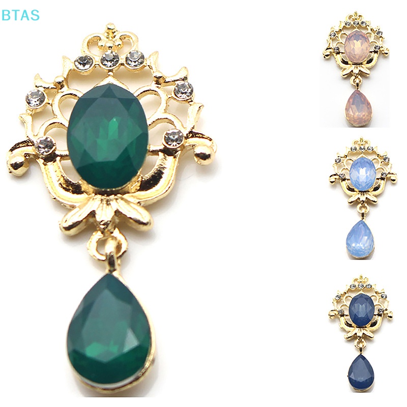 Phụ Kiện Trang Trí Tóc Mặt Đá Pha Lê Hình Giọt Nước Bằng Hợp Kim Màu Vàng Phong Cách Vintage