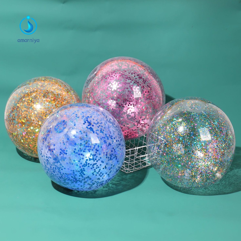 Bóng Bơm Hơi Dày Dặn Bằng PVC Trong Suốt Lấp Lánh Nhiều Màu Độc Đáo Trang Trí Bể Bơi / Bãi Biển