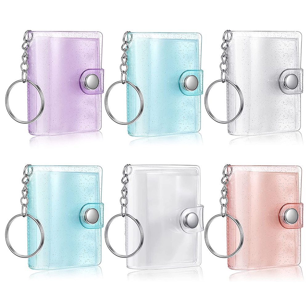 Album Đựng Thẻ 1 / 2 Inch Mini Bằng PVC Trong Suốt Kèm Móc Khóa Và 16 Thẻ Tiện Dụng