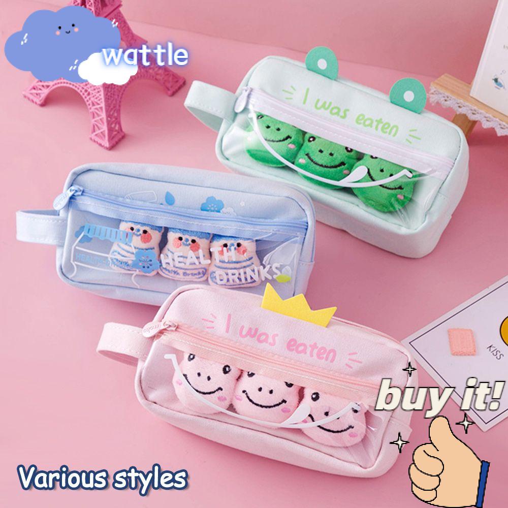 WATTLE Túi Đựng Bút Canvas Họa Tiết Hoạt Hình Dễ Thương