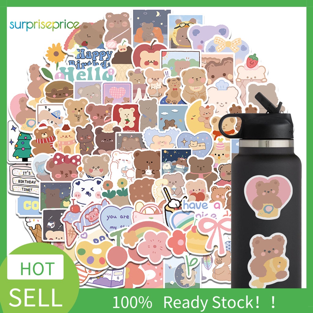 Set 102 Miếng Dán Chống Nước Tự Dính Hình Gấu Dễ Thương Trang Trí Vali Điện Thoại