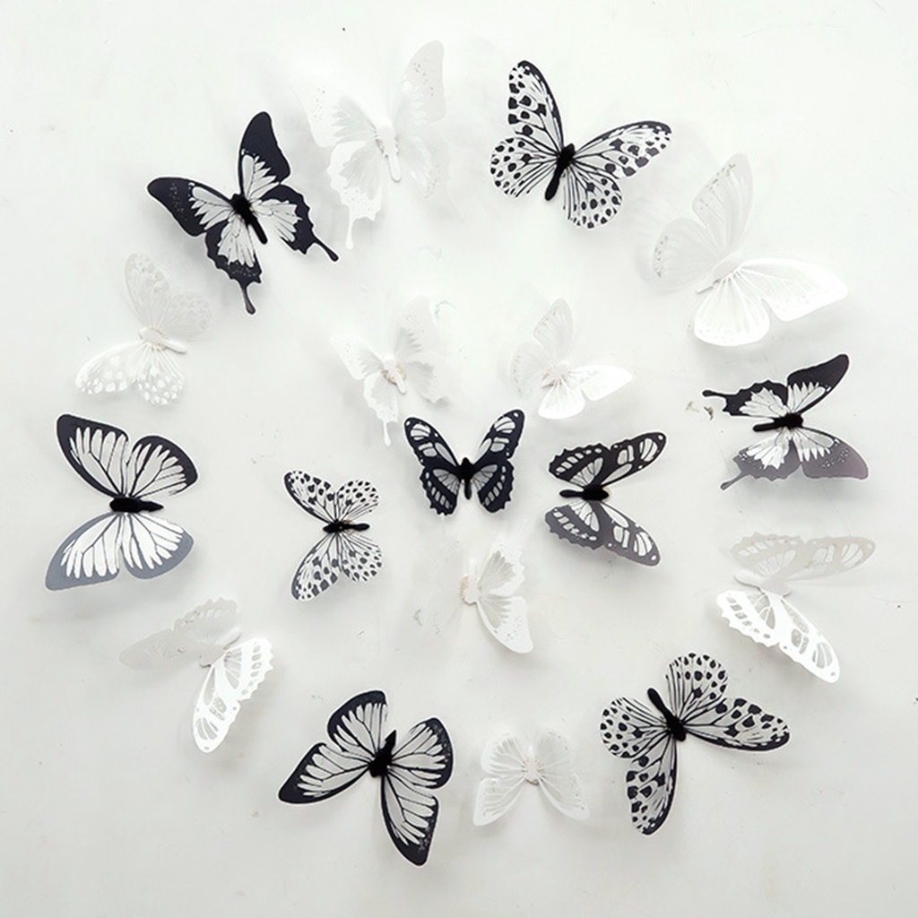1 Tấm Hình Dán Trang Trí Tường Hình Bướm 3D Bằng PVC Chống Thấm Nước