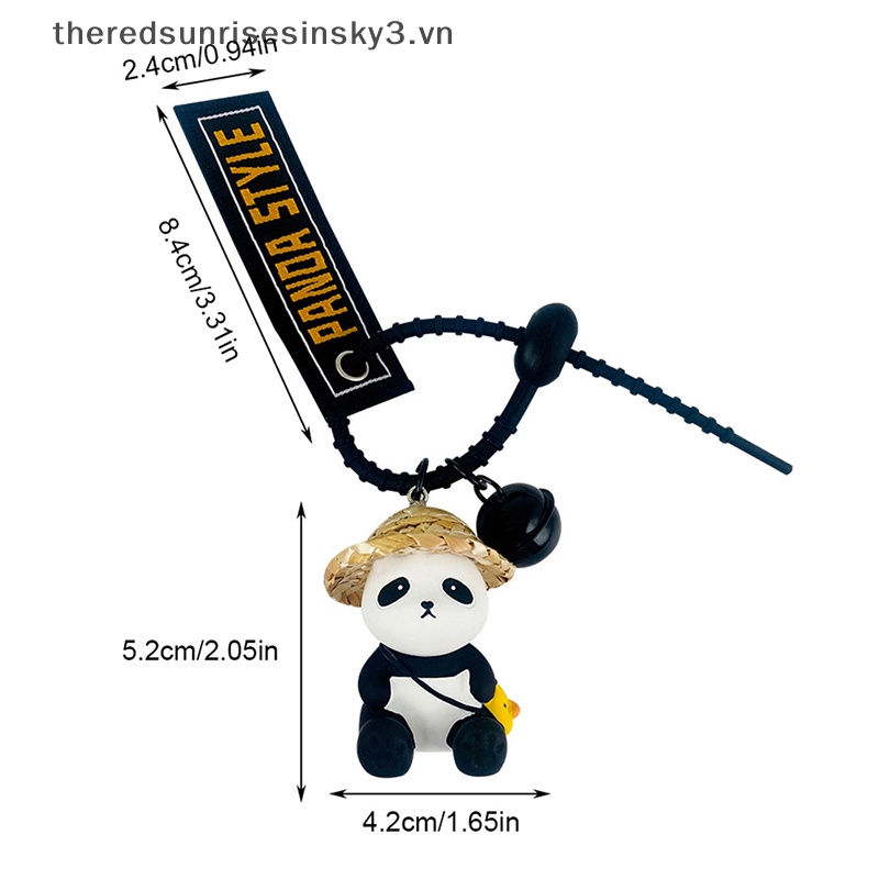 1 Móc Khóa Hình Gấu Trúc Đội Nón Rơm Bằng Nhựa Resin Dễ Thương