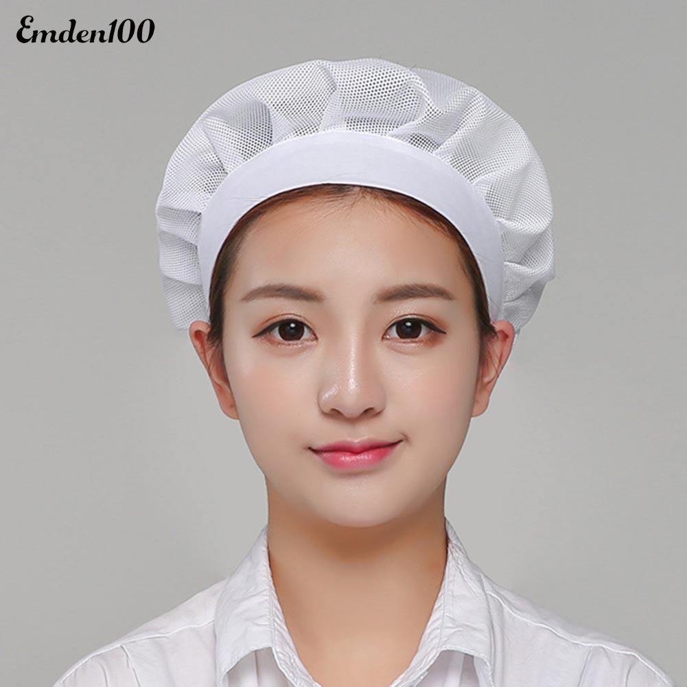 [EMDEN] Mũ Đầu Bếp Nhà Máy Unisex Phối Lưới Thoáng Khí Có Thể Điều Chỉnh
