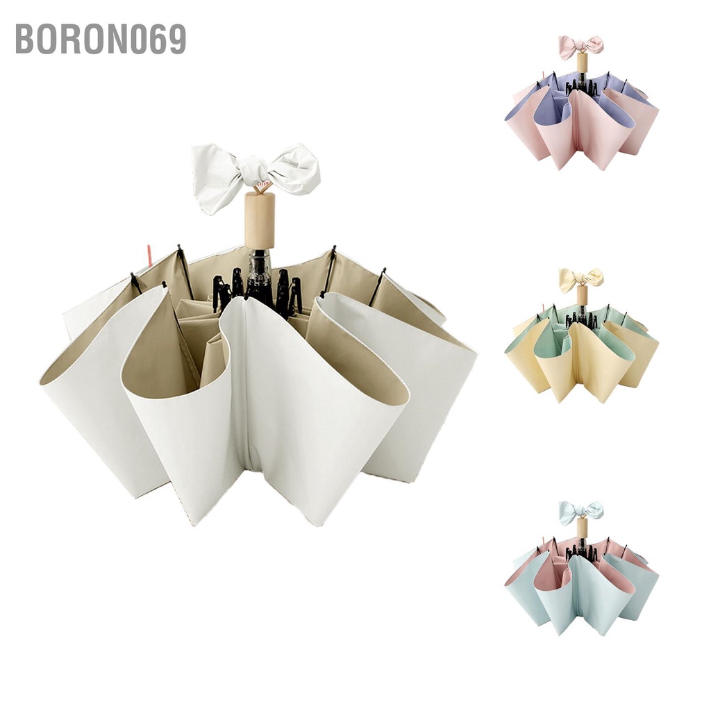 Boron069 Dù Du Lịch Màu Kem Nắng Chống Mưa Tia UV Có Thể Gập Lại Di Động Cho Nam Nữ