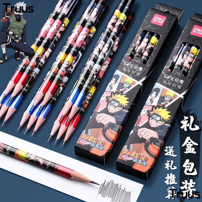 Bút Chì 2B HB Không Độc Hại Họa Tiết Hoạt Hình Naruto Lục Giác Mạnh Mẽ Sáng Tạo Dành Cho Học Sinh Tiểu Học