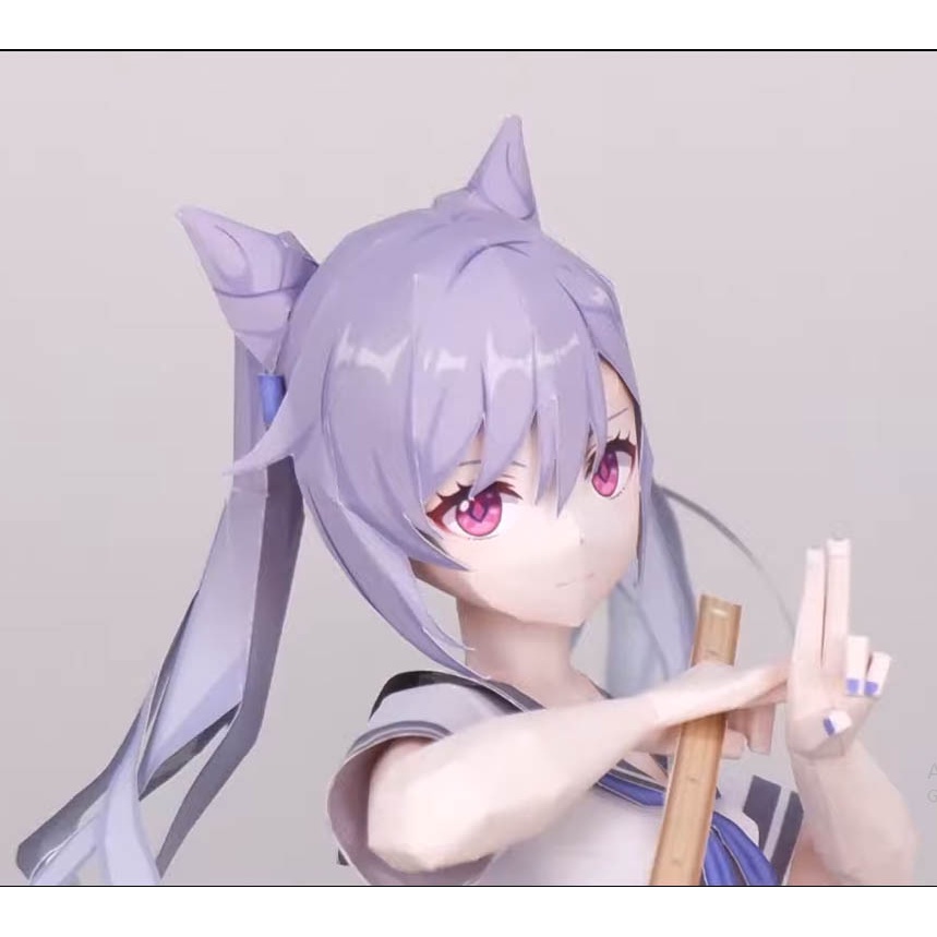 Mô hình giấy anime girl Anime Game  Keqing in School Uniform