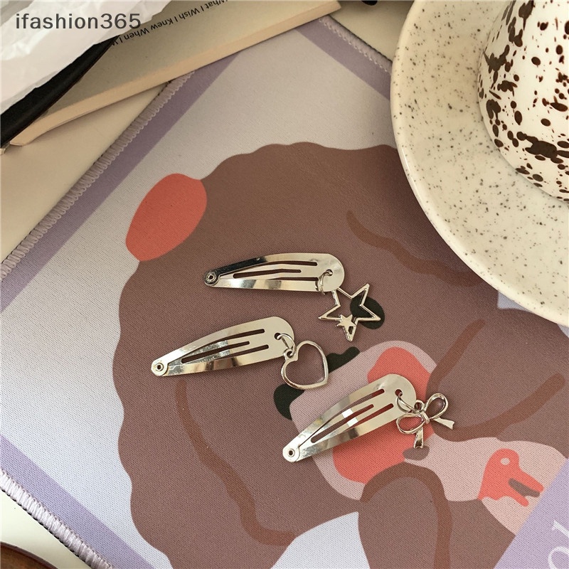 2 Kẹp Tóc Kim Loại Đính Hạt Ngọt Ngào Thời Trang ifashion365