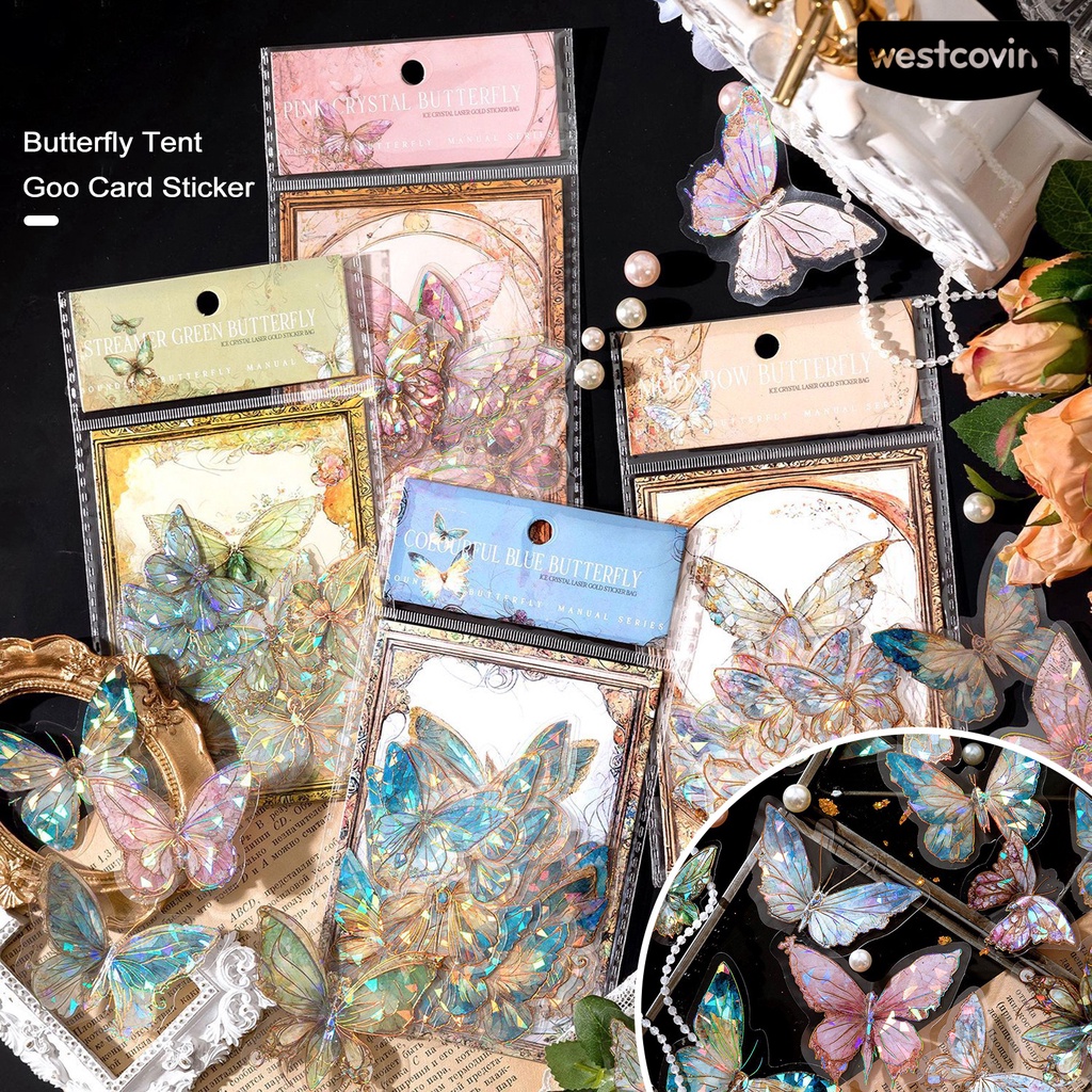 [WSTN] [WSTN] [WSTN]✎Set 40 Miếng Dán Hình Bướm Nhiều Màu Sắc Chống Nước Dễ Tháo Gỡ Trang Trí Sổ Tay