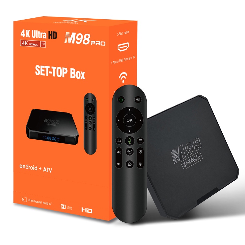 Tv Box TCS1-Candroid 10.0 M98Pro H313 2GB 16GB ATV 4K WiFi 2.4G 5G BT 5.0 Và Điều Khiển Giọng Nói TCS1