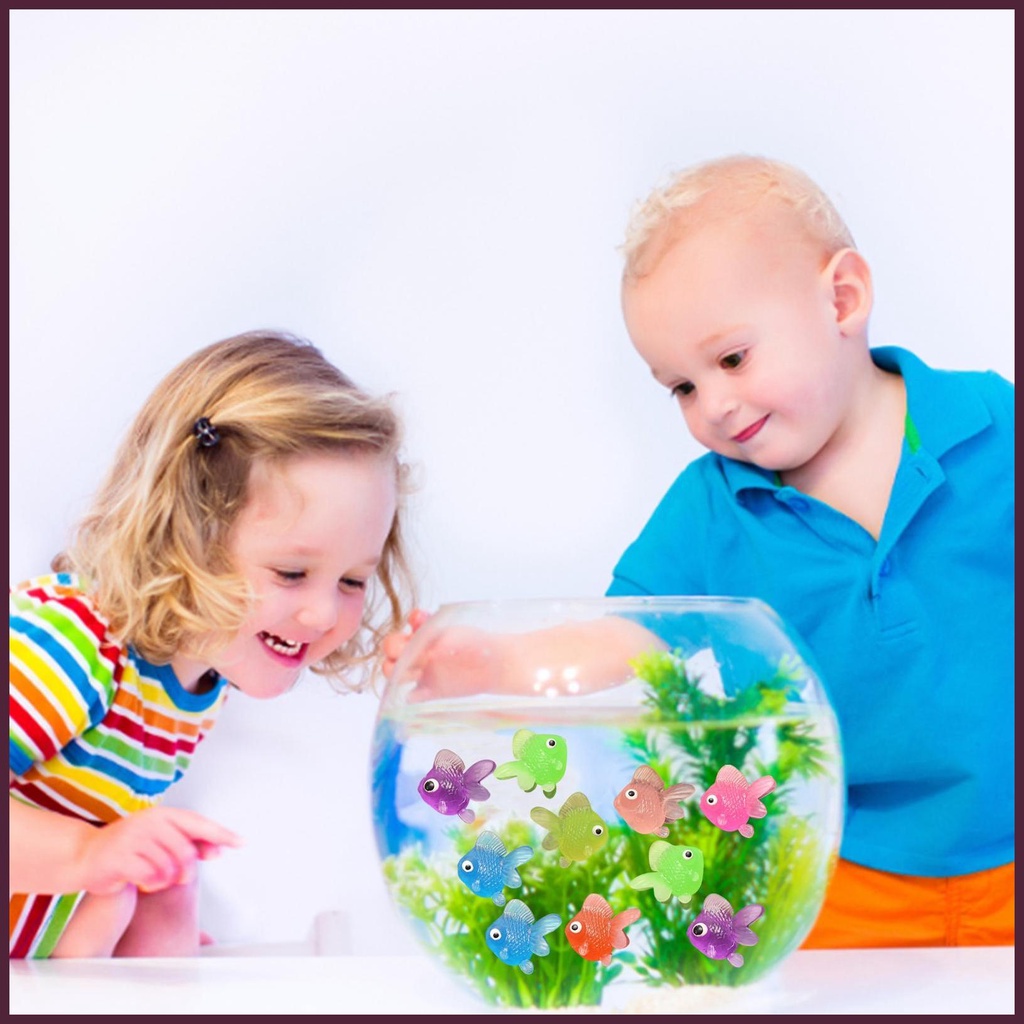 Set 10 Tượng Cá Vàng Mini Nhân Tạo Bằng Nhựa Mềm Trang Trí