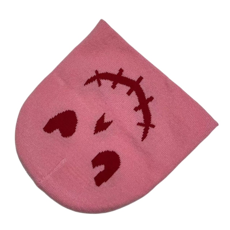 Mũ Đan Len Thủ Công Họa Tiết Biểu Tượng Cảm Xúc Chống Gió Ngoài Trời Cho Nữ