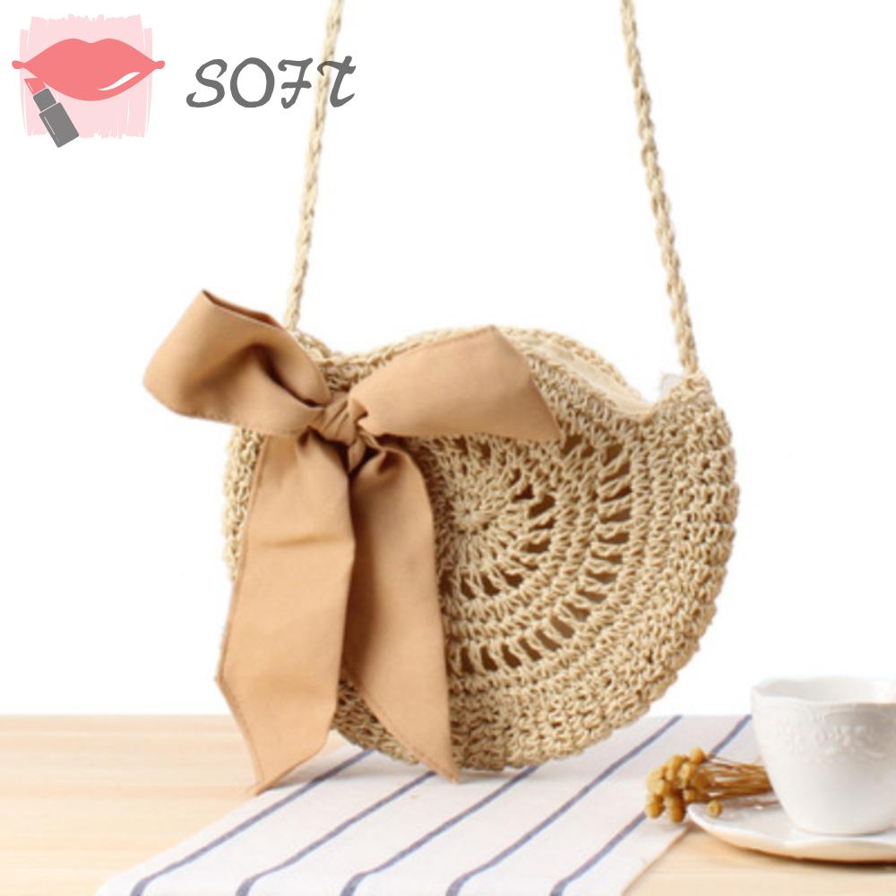 SOFTNESS Túi cói Đan Lát Hình Tròn Thời Trang Nữ Tính