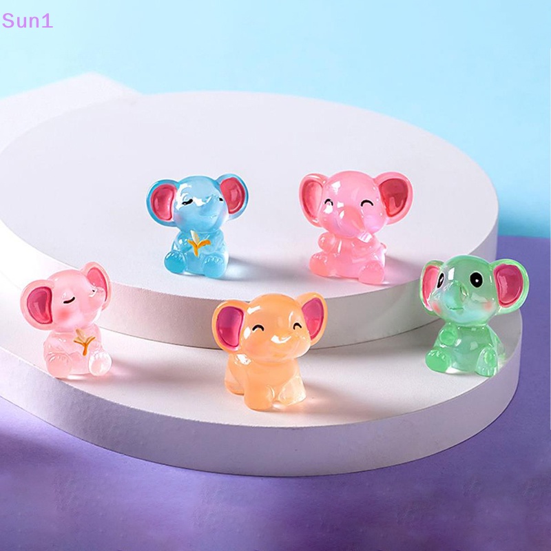 Set 2 Tượng Voi Mini Bằng Nhựa Resin Dạ Quang Để Bàn Trang Trí Nội Thất Xe Hơi