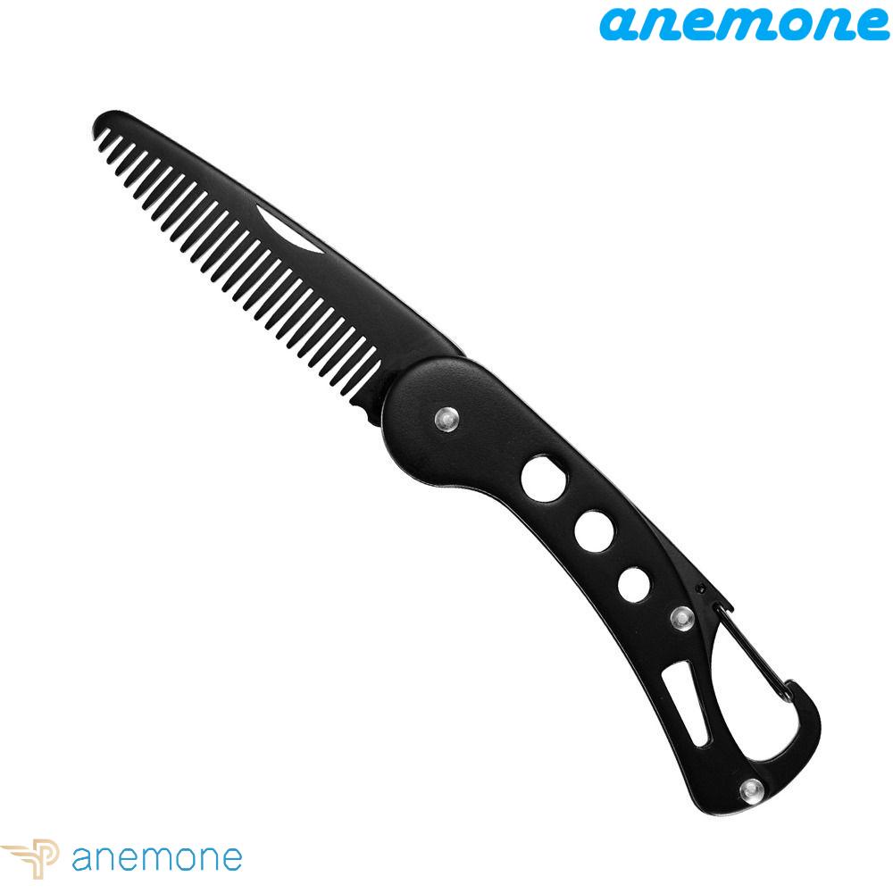 ANEMONE Lược Chải Râu Bằng Thép Không Gỉ Màu Đen Chống Tĩnh Điện Cho Nam Giới
