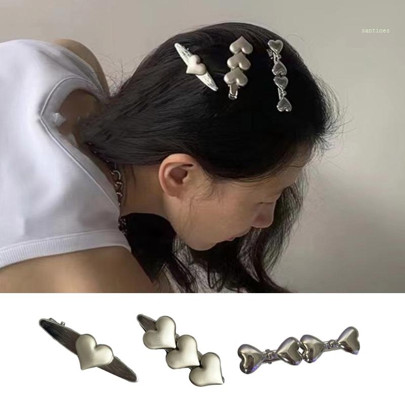 Kẹp Tóc Hình Trái Tim 3D Màu Nhám Ngọt Ngào