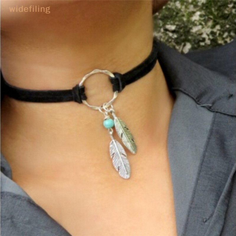Vòng Cổ Choker Mặt Lông Vũ Phong Cách Bohemian Thời Trang