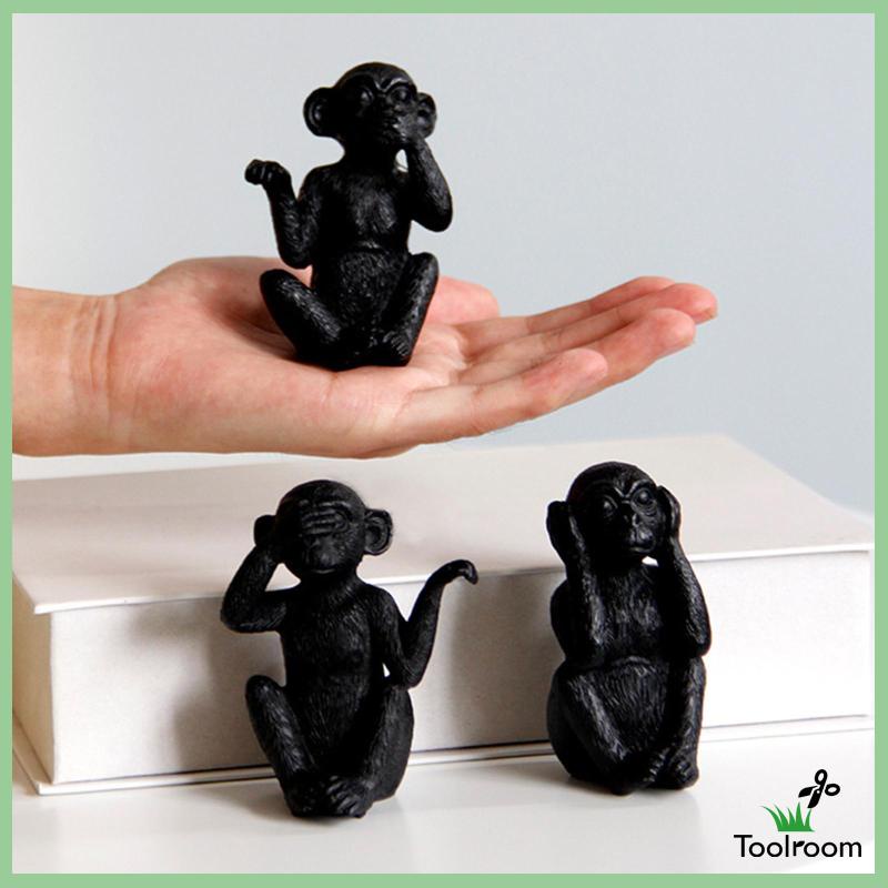 Set 3 Tượng Khỉ Sáng Tạo Trang Trí Lối Đi