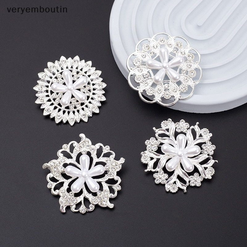 Ghim Cài Áo Hình Hoa Đính Đá / Ngọc Trai Giả Bằng Hợp Kim Đơn Giản Thời Trang Cho Nữ