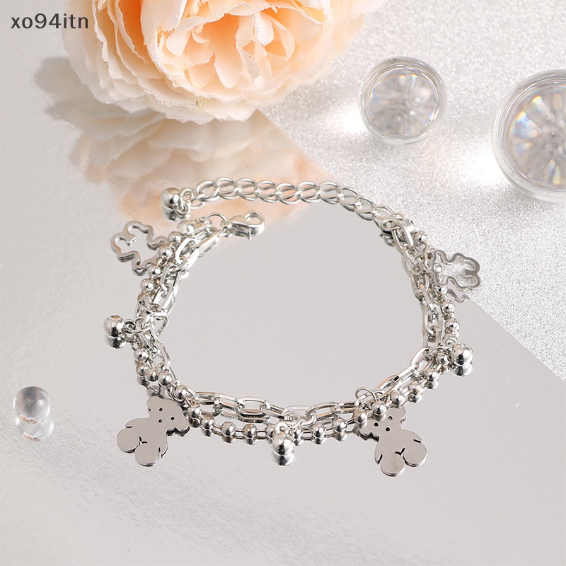 Vòng Tay Mặt Hình Gấu Khoét Rỗng Dễ Thương Có Thể Điều Chỉnh Cho Nam Nữ