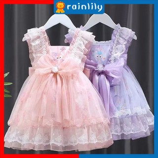 Đầm công chúa lolita phối ren đáng yêu cho bé gái