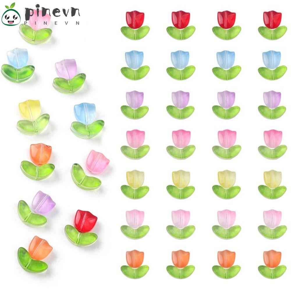 PINEVN Hộp 320 Hạt Xỏ Lỗ Hình Hoa Tulip Dùng Để Làm Đồ Trang Sức Thủ Công