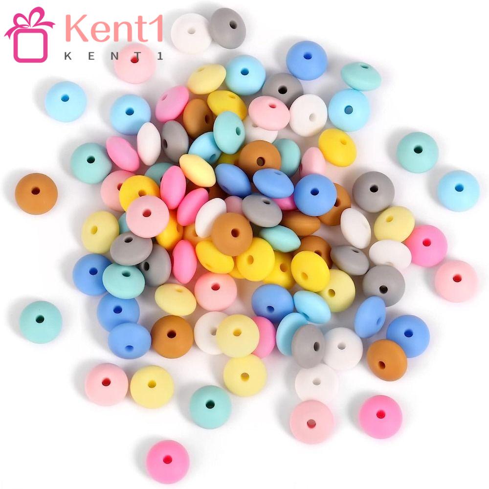 KENT1 Bộ 100 Hạt Silicone Xỏ Lỗ Tròn 12mm Nhiều Màu Sắc Làm Trang Sức Thủ Công