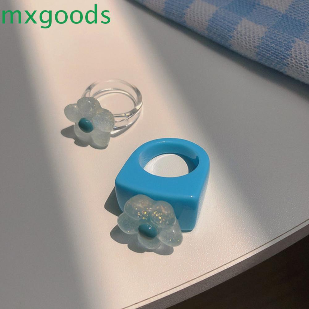 MXGOODS Nhẫn Hình Hoa Trong Suốt Thiết Kế Độc Đáo Thời Trang Cho Nữ