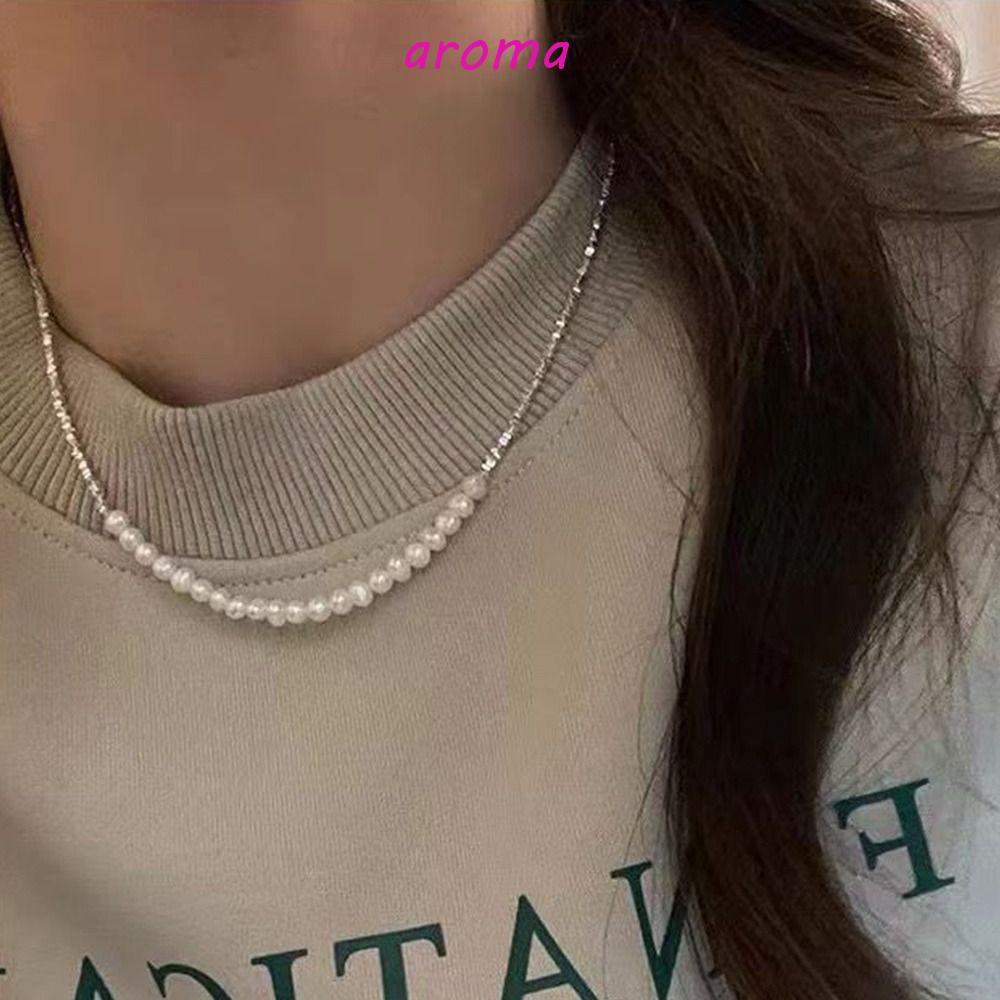 AROMA Vòng Cổ Choker Hợp Kim Đính Hạt Ngọt Ngào Thanh Lịch Cho Nữ