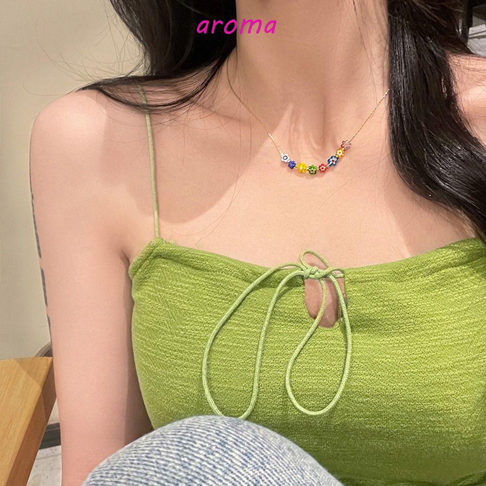 AROMA Vòng Cổ Chuỗi Hạt Bằng Hợp Kim Phong Cách Hàn Quốc Thời Trang Cho Nữ